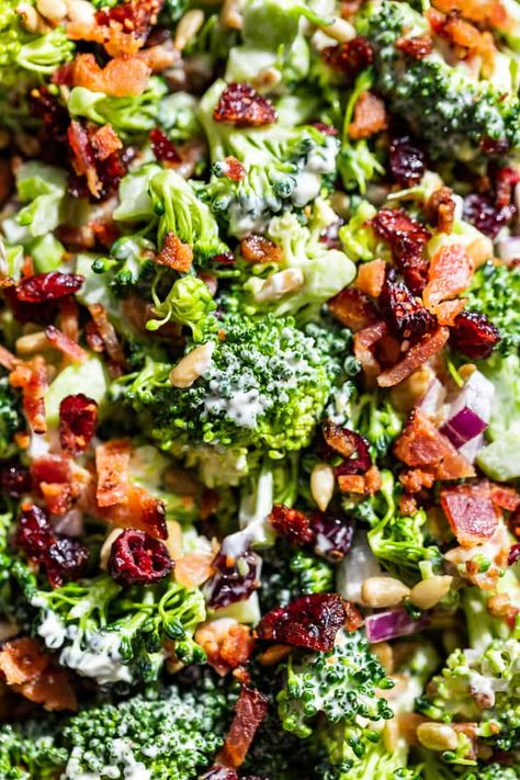 Brocolli Salad Without Mayo, Broccoli Salad For A Crowd, No Mayo Salads, No Mayo Broccoli Salad, No Mayo Salads Summer, Brocoli Salad Recipes, Broccoli Salad No Mayo, Whole30 Lunch Ideas, Lunch Ideas Recipes