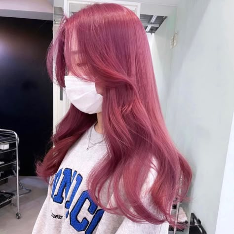 Dark Rose Pink Hair, Cherry Pink Hair Color, Muted Pink Hair, Warm Pink Hair, Deep Pink Hair, Cherry Pink Hair, Berry Pink Hair, Pinkish Red Hair, Raspberry Hair