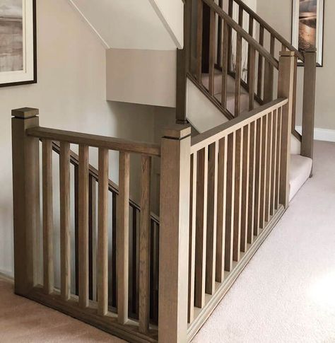 This elegant dusted oak staircase underlines how Neville Johnson can completely transform your existing staircase with no fuss or major upheaval. Cottage Banister Ideas, Two Storey Staircase Ideas, Wooden Banister, Neville Johnson, Wooden Staircase Design, Contemporary Remodel, Baddie Bedroom, Baddie Bedroom Ideas, Oak Staircase