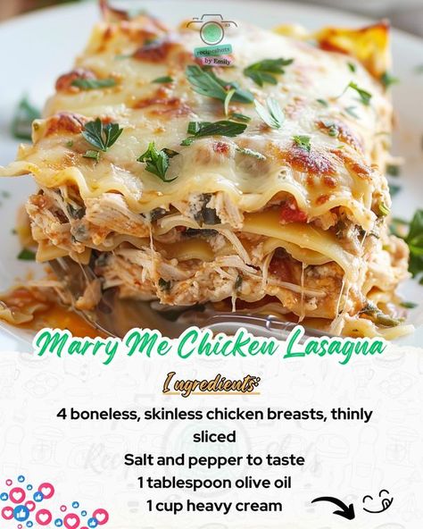 Emily Recipes | the layers of love with our Marry Me Chicken Lasagna, the perfect dinner to impress that special someone | Facebook Marry Me Chicken Lasagna, Dinner To Impress, Marry Me Chicken, Chicken Lasagna, Pasta Casserole, Rice Pasta, Perfect Dinner, Special Someone, The Chicken