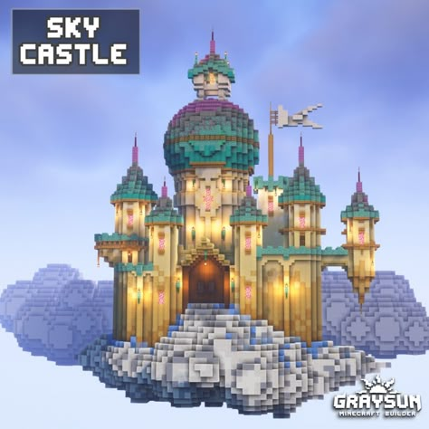 Minecraft Sky, Minecraft Building Designs, Modern Minecraft Houses, Witch Hut, Sky Castle, Minecraft House Plans, Little Live Pets, Minecraft Castle, Cool Minecraft Houses