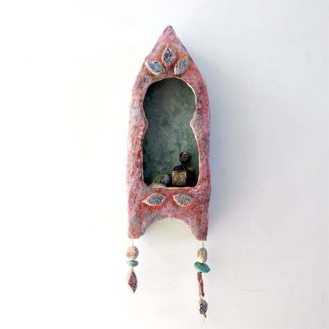 New Shrine Cabinet The Lost Rose Handmade Paper Mache on Behance Shrine Cabinet, Wall Shrines, Shrines Box, Shrines Art, Ceramic Framed, Paper Mache Sculpture, Shadow Box Art, Pottery Handbuilding, Cardboard Art