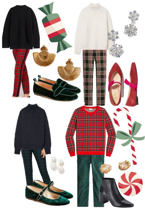 Plaid Pants Outfit Christmas, Tartan Plaid Outfit Women, Christmas Plaid Outfit Women, Christmas Plaid Outfit, Plaid Christmas Outfit, Diy Crochet Christmas, Preppy Christmas Outfit, Talbots Outfits, Plaid Pants Outfit