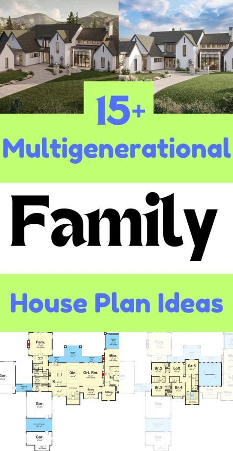 Designing homes for multigenerational living is changing the way we build houses. Custom builds are great for keeping families together. We've picked our favorite house plans with mother-in-law suites that are stylish and functional. Whether you like modern farmhouse, bungalow, classic colonial, or Southern coastal styles, we've got something for you.

For more ideas on multigenerational house plans, look at our full collection. Or save time with our top picks. Check out these beautiful Large Family  Living House Plans with in-law suites and find your new home.

Multigeneration House Plan Ideas| Multigenerational Home Layout Plan| In Law House Plan| House With Mother In Law House| One Story Multigeneration House Plan| Two Story Multigeneration House Plan| Log Cabin With Mother In Law Suite, Main House And Guest House, Forever Home Ideas House Plans, House Plan With Guest House Attached, Houses With Guest House Attached, Next Gen Floor Plans, House Plans With Separate Guest House, 3 Houses In One Compound Plan, House Plans Multigenerational