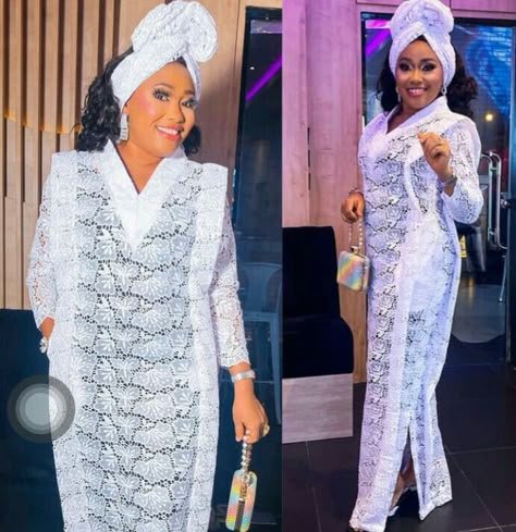 Nigerian Agbada For Women, White Lace Bubu Styles For Women, White Lace Agbada Styles For Women, Bubu Gowns Lace, Lace Kaftan Gown Styles Nigerian, White Lace Styles In Nigeria 2023, Agbada Lace Style For Women, Bubu Styles For Lace, White Brocade Styles For Women