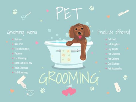 Pet Grooming Poster Design, Pet Grooming Poster, Pet Grooming Shop, Pampered Dogs, Pet Hospital, Dog Instagram, Dog Spa, Dog Grooming Salons, Pet Spa