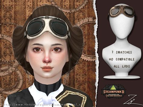 Steampunk Kids, Kids Goggles, Aviator Goggles, Edwardian Hairstyles, Sims Clothes, Free Sims 4, Cat Ears Headband, Aviator Hat, Sims 4 Mods Clothes