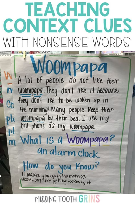 Finding Word Meaning In Context Anchor Chart, Teaching Context Clues 2nd Grade, Unknown Words Anchor Chart, Guided Reading Second Grade, Students Teaching A Lesson, 3rd Grade Reading Lessons, Context Clues First Grade, Context Clues With Nonsense Words, Context Clues Anchor Chart 2nd Grade