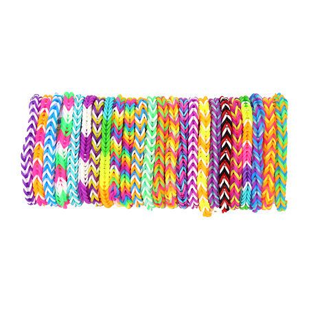 The rubber band bracelet craft kit from Rainbow Loom is the perfect craft to keep your kids busy for hours! This kit includes 1,800 bands, features 8 different designs to create, and a 5 lidded compartments for easy storage and handle for travel. These high quality latex-free rubber bands with great elasticity are the original rubber band bracelets first ever made by multiple TOTY award winning Choon's Design the creator of Rainbow Loom. Recommended for ages 7 and up.Learning Skill: Motor Skills Bracelet Kit Rubber Band, Cheap Rainbow Rave Bracelets, Fun Rainbow Plastic Bracelets, Kids Craft Kits, Hook Only Rainbow Loom Bracelets, Rainbow Loom Bracelets 2 Peg, Loom Band Bracelets, Rainbow Loom Rubber Bands, Rainbow Looms