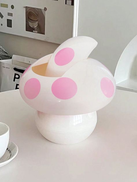 1pc Mushroom Shaped Mini Car & Desktop Trash Can, Shake Cover Type Plastic Waste Bin For Small Items StorageI discovered amazing products on SHEIN.com, come check them out! Strawberry Room, Pink Mushroom, Makeover Bedroom, Small Item Storage, Birthday Stuff, Waste Bin, Rose Bonbon, Mini Car, Pink Collar