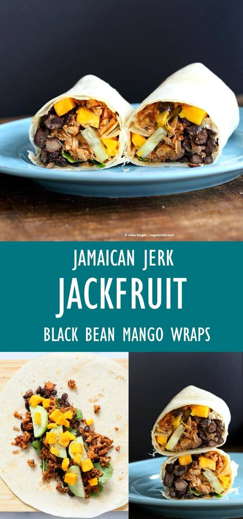 Jamaican Jackfruit Recipe, Canned Jack Fruit Recipes, Jackfruit Breakfast Recipes, Jackfruit Sushi, Katsu Tofu, Jerk Jackfruit, Vegan Filling, Tea Infographic, Wraps Vegan