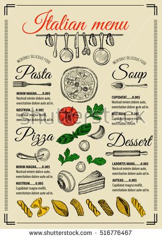 Italian Food Menu, Pizza Menu Design, Italian Food Photography, Pasta Menu, Italian Food Restaurant, Italian Recipes Appetizers, Restaurant Brochures, Creative Pizza, Pasta Restaurants