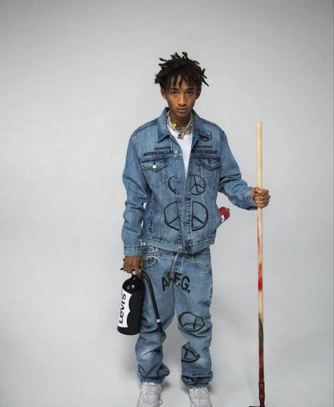 Jaden Smith Fashion, Vest Outfits Men, Denim Photoshoot, Pretty Flacko, Outfit Cool, Art Outfit, Denim Art, Gallery Dept, Jaden Smith