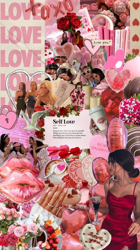 Galentines Moodboard, Valentines Collage, Red And Pink Aesthetic, Isabella Core, Magazines Design, Alevel Art, Valentines Galentines, Pink Bachelorette Party, Pink Bachelorette