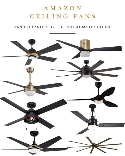 Amazon ceiling fans Black Fan Light Fixtures, Light And Fan Fixtures, Black Fans In Bedroom, Black Brass Ceiling Fan, Black Ceiling Fans Living Room, Family Room Fan With Light, Black And Gold Ceiling Fan With Light, Black Gold Ceiling Fan, Fan For Living Room Ceiling