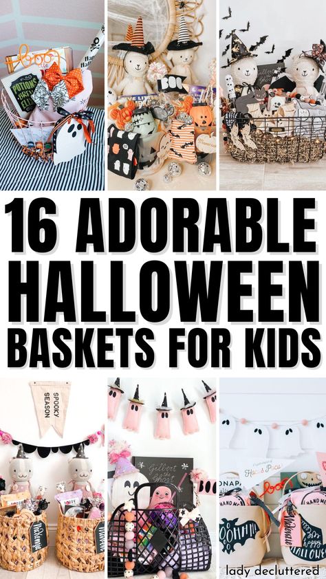 16 Adorable Halloween Baskets for Kids Simple Boo Baskets For Kids, Halloween Boo Baskets For Kids, Small Halloween Gift Baskets For Kids, Kids Spooky Basket Ideas, Boo Baskets For Kids Diy, Halloween Basket For Toddlers, Boo Basket Ideas For Teen Daughter, Halloween Gifts For Grandchildren, Halloween Basket For Kids