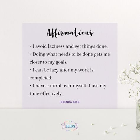 Use self-talk to your advantage. Instead of coming up with excuses to justify being lazy, use the voice in your head to avoid laziness. It might take some time to reap the rewards, but effective self-talk and affirmations can have a positive impact. Try repeating these phrases: #affirmations #selftalk #brendakisstips Affirmation For Laziness, Stop Being Lazy Affirmations, Laziness Affirmations, Lazy Affirmations, Avoid Laziness, Stop Being Lazy, Stop Lying, Manifestation Tips, Being Lazy