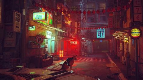 Stray Cat Game Wallpaper Pc, Stray Game Environment, Stray Game Scenery, Stray Ps5, Back Alley Aesthetic, Stray Aesthetic, Cyberpunk Slums, Stray The Game, Alley Aesthetic