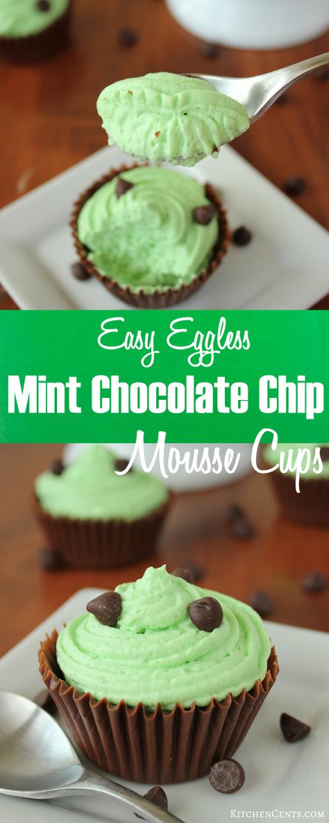 Mint Mousse, Chocolate Frosting Easy, Yummy Nummies, Mint Chocolate Desserts, Chocolate Mousse Cups, Mint Desserts, Chocolate Cake From Scratch, Mousse Cups, Cups Kitchen