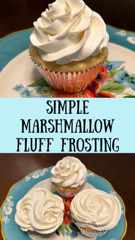 If you’re looking for a light, fluffy frosting, one that’s a little different from a traditional buttercream, you’re going to love this delicious marshmallow fluff frosting! Best of all, it comes together in minutes! Icing With Marshmallow Fluff, Whipped Marshmallow Frosting, Different Types Of Frosting For Cakes, How To Make Fluffy Frosting, Light Fluffy Buttercream Frosting, Fluffy Marshmallow Frosting, Marshmallow Cream Cheese Frosting, Marshmallow Fluff Uses, Diy Cake Frosting Easy