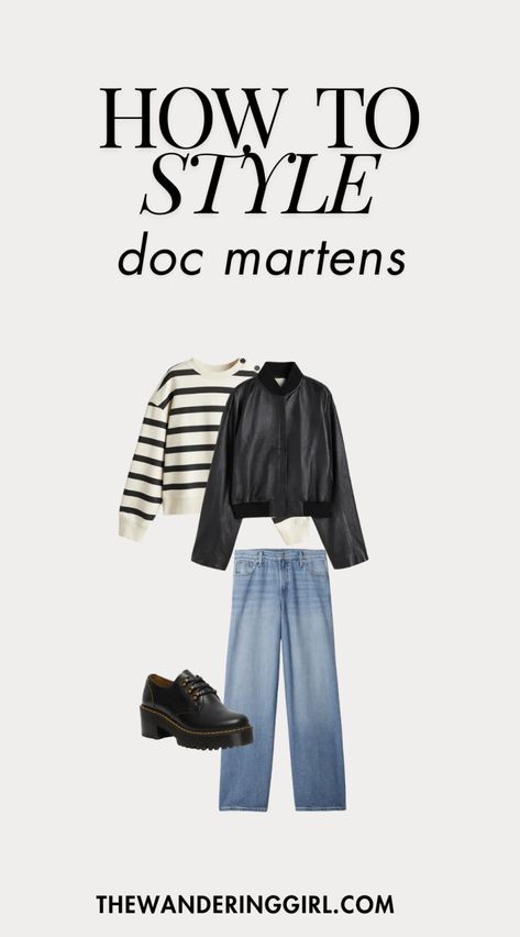 What To Wear With Doc Martens: 11 Chunky Boot Outfits - The Wandering Girl Outfits With Platform Doc Martens Oxfords, Doc Marten Jeans Outfit, Crazy Horse Doc Martens Outfit, What To Wear With Doc Martens, Chunky Boot Outfits, Doc Martens Outfit Ideas, Chunky Boot Outfit, Doc Martens Mary Janes Outfit, Mary Jane Doc Martens