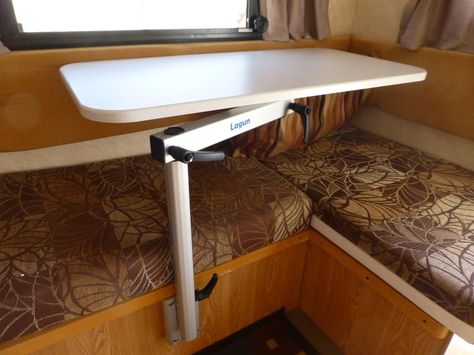 These five, simple and small tables are not only adjustable in various ways, but they are inspired by RV and boat design. Camper Tables Ideas, Rv Swivel Table, Rv Tables Ideas, Caravan Table Ideas, Boat Table Ideas, Campervan Table Ideas, Camper Table Ideas, Rv Table Ideas, Lagun Table