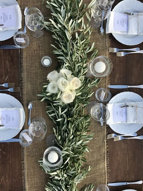 Olive Branch Table Setting, Table Decorations Olive Branches, Olive Leaf Table Garland, Olive Centerpiece, Olive Table Decoration, Olive Branch Centrepiece, Olive Table Decor, Olive Branch Table Runner, Olive Party Decor