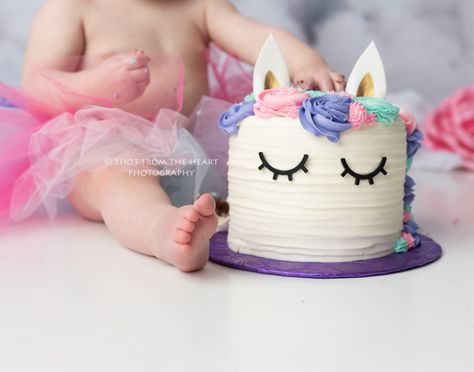 Unicorn Cake Smash 1st Birthdays, Unicorn Birthday Smash Cake, Unicorn Smash Cake 1st Birthday, Unicorn Smash Cake, Corn Party, Diy Unicorn Cake, Unicorn Cake Smash, Ella Jane, 1st Year Cake