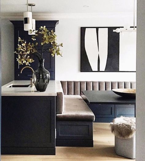 Today’s inspiration for one of my Brooklyn projects | Beautiful lines and contrast by @kellyhoppen • • • • #interiordesign #interior… | Instagram Seating In Kitchen, Dining Room Banquette, Dining Booth, Banquette Seating In Kitchen, Kitchen Banquette, Kitchen Seating, Booth Seating, Built In Seating, Banquette Seating