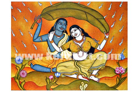 Kerala Painting, Kerala Mural Art, Wood Panel Art, Mythological Stories, Buddha Painting Canvas, Contemporary Folk Art, Mural Paintings, Kerala Mural Painting, Buddha Painting