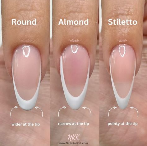 Tapered Round Nails, French Nails Round Shape, French Round Nails, Almond French Tip Nails With Design, Round French Nails, Nails Round, Girly Acrylic, Girly Acrylic Nails, Round Nails