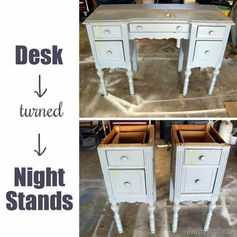 low budget furniture flips Budget Furniture, Vintage Bedroom Furniture, Diy Furniture Flip, Diy Nightstand, Old Desks, Desk Makeover, Night Stands, Repurposed Furniture Diy, Diy Desk