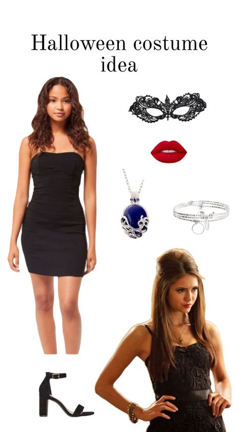 #halloween #fall #outfitinspo #vintage #beauty #vibes #tvd #thevampirediary #costume #halloweenpartie Katherine Pierce Costume Halloween, Vampire Diaries Costume, Katherine Pierce Outfits, Quick Halloween Costumes, Vampire Halloween Costume, Vampire Costumes, Carnaval Costume, Vampire Clothes, Trio Halloween Costumes