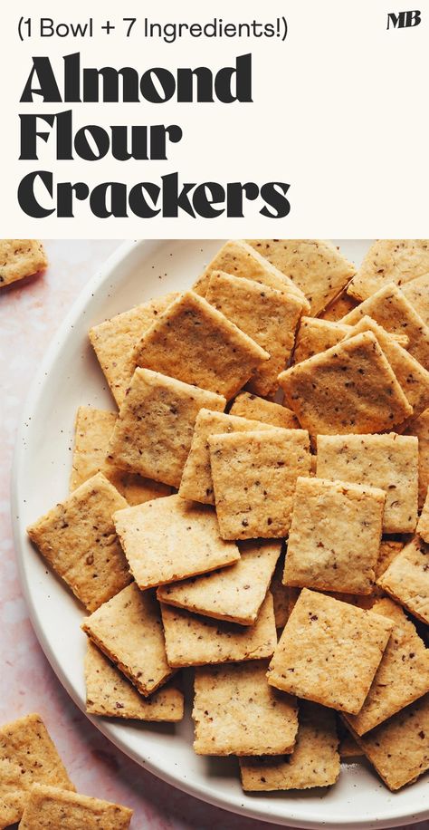 Almond Flour Crackers, Gluten Free Cracker Recipe, Crackers Homemade, Make Almond Flour, Healthy Crackers, Healthier Snacks, Vegan Waffles, Gluten Free Crackers, Toddler Recipes