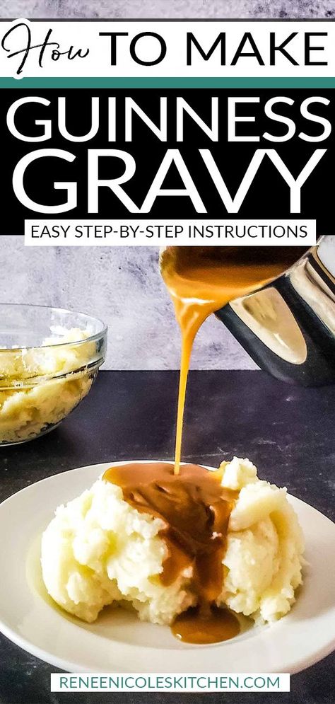 Guinness Gravy, Easy Brown Gravy, Homemade Brown Gravy, Brown Gravy Recipe, Homemade Gravy Recipe, English Mustard, Bangers And Mash, Turkey Stock, Beef Gravy