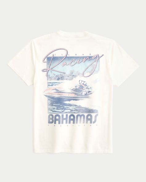 Men's Relaxed Bahamas Racing Graphic Tee | Men's New Arrivals | HollisterCo.com Mens Graphic Tees Prints, Italy Graphic, St Tropez France, Thailand Elephants, Men's Graphic Tees, Graphic Tees For Men, Amalfi Coast Italy, Italy Print, Tees For Men