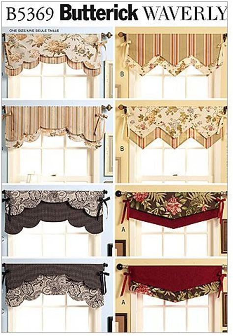 Patterned Window Treatments, Valance Patterns, Curtain Sewing Pattern, No Sew Curtains, Boxer Puppies, Butterick Pattern, Butterick Sewing Pattern, Curtain Valance, Rod Pocket Curtains