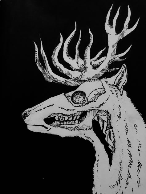 Deer Hunting Drawing, Demon Monster, Line Tattoo Ideas, Creepy Animals, Deer Drawing, Skeleton Drawings, Animal Skeletons, Line Tattoo, Deer Art