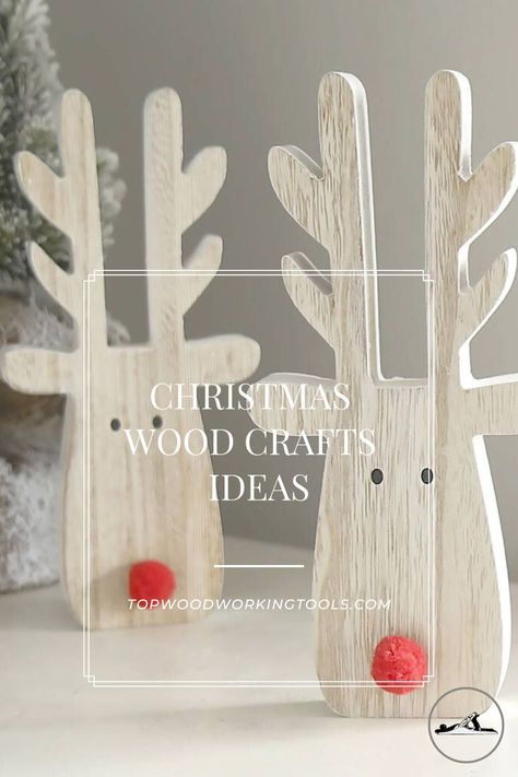 😍Amazing wooden standing red-nose deer Diy Wooden Deer Christmas Decorations, Wooden Deer Christmas, Wood Crafts Ideas, Diy Reindeer, Wooden Deer, Homemade Ideas, Christmas Homemade, Deer Christmas, Crochet Ornaments