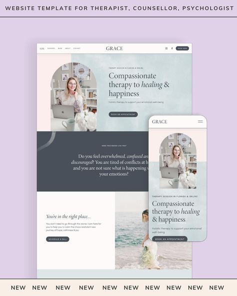 NEW website template - GRACE 🌸 This template was specifically designed for for therapists, counselors, psychologists, and naturopathic practitioners. It features a clean, feminine, and elegant design with watercolor accents. PAGES INCLUDED: ✓ Home ✓ About ✓ All services ✓ 3 Single service pages ✓ Blog ✓ Blog post page ✓ Contact ✓ Privacy policy ✓ Terms of use ✓ 404 page ✓ Instagram link page ✓ Coming soon Check out the details and view the DEMO (link in bio). —— SOMMERFUL STUDIO – Web... Privacy Policy Page Design, About Me Page Design, Webpage Design Inspiration, Therapist Website Design, Therapy Website Design, Therapist Website, Autumn Creative, Therapy Website, Website Home Page