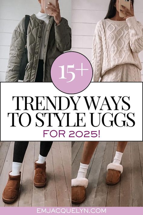 Stay stylish and cozy this season with our guide on how to style the perfect Uggs Outfit for winter 2025. From pairing Women's Shoes with chic Women's Winter Outfit combinations to elevating your Women's Style with layers, discover the best ways to incorporate Uggs into your cold-weather wardrobe for a look that’s both comfortable and fashionable. Slouchy Socks With Uggs, Women Winter Boots Outfits, Fall And Winter Shoes For Women, Antelope Uggs Outfit, How To Style Tazz Uggs, How To Style Short Uggs, Cute Shoes For Winter, Ugg Style Outfit, Ugg 2023