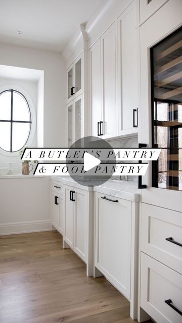 Melissa Manzardo Hryszko on Instagram: "This is the perfect setup for entertaining. A beautiful butler's pantry right off of the formal dining room. With an additional dishwasher and sink, dinner party clean-ups are a breeze. And need another bottle of wine, not a worry with the built-in wine fridge!
Directly across the hallway is a food pantry with a ton of storage, including the handy pullout baskets we love incorporating into our pantries. They are great for storing onions & potatoes or snacks for the littles. We also love the warmth the woven texture of the basket brings into the room. 

#butlerspantry #wetbar #pantry #pantryorganization #pantrygoals #dreamhome #housegoals #instahome #bearspawcustom2" Small Butlers Pantry With Fridge, Butlers Pantry With Sink And Dishwasher, Walkthrough Butlers Pantry, Butlers Pantry Hallway, Pantry With Sink And Dishwasher, Pantry With Dishwasher, Butlers Pantry With Wine Fridge, Butlers Pantry Ideas Layout With Sink, Mini Butlers Pantry