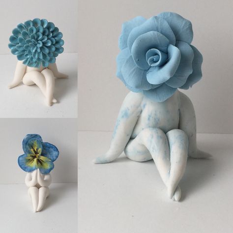 Easy Clay Sculpture Ideas, Clay Sculpture Ideas, Flower Person, Thoughtful Handmade Gifts, Easy Clay Sculptures, Cement Art, Pottery Handbuilding, Flower Sculptures, Rustic Ceramics