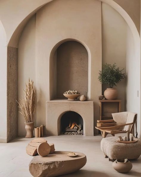 Earthy Fireplace, Modern Spanish Farmhouse, Boho Bathroom Ideas, Boho Style Design, Indian Furniture, Brown Interior, Home Fireplace, Dream House Interior, Game Room Decor