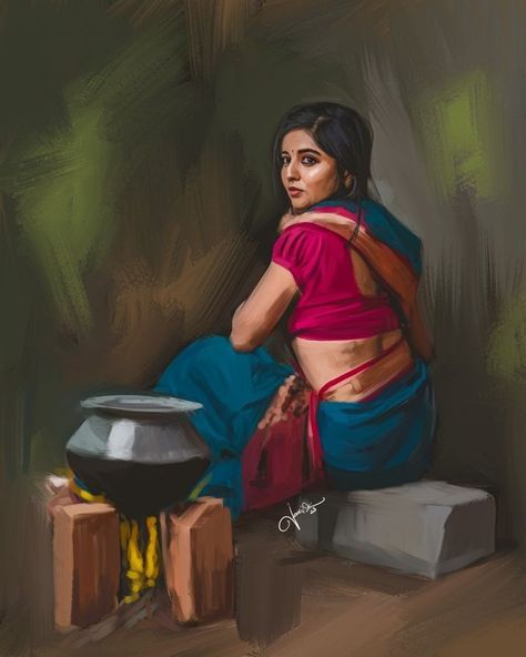 Full Figure Portrait, Indian Paintings Traditional, Actress Painting, Painting 2023, Photo Merge, Watercolor Scenery, Indian Women Painting, Indian Colours, Watercolor Paintings Nature