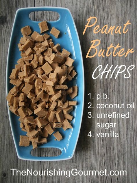 Super-Easy Homemade Peanut Butter Chips - The Nourishing Gourmet Apple Puree, Healthy Candy, Homemade Pantry, Delectable Desserts, Green Apples, Homemade Peanut Butter, Peanut Butter Chips, Homemade Candies, Homemade Food