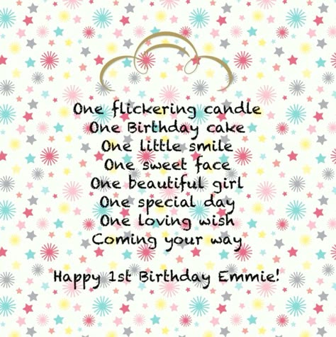 Cute verse for a one year old girl's Birthday card.                                                                                                                                                                                 More Birthday Granddaughter Quotes, 1st Birthday Quotes, Birthday Granddaughter, 1st Birthday Wishes, Granddaughter Quotes, Birthday Verses For Cards, Card Verses, Birthday Verses, Old Image