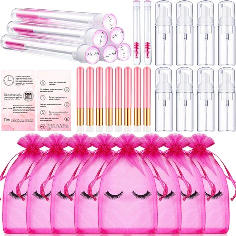 PRICES MAY VARY. Eyelash Aftercare Good Helper: you will receive 40 pieces eyelash makeup supplies, 8 pieces disposable mascara tube wands brushes, 8 pieces eyelash aftercare bags, 8 pieces empty foaming bottles, 8 pieces cleaning brushes and 8 pieces lash extension aftercare instructions cards, one set can comprehensively care for eyelashes; Suitable for travel and business trip, good for beginners to practice, makeup artist makeover or personal daily use Eyelash Aftercare Bags: the bag is abou Esthetician Office, Eyelash Aftercare, Lash Extensions Care, Lash Room Ideas, Eyelash Extensions Aftercare, Lash Extension Supplies, Eyelash Technician, Eyelash Extension Supplies, Pretty Lashes