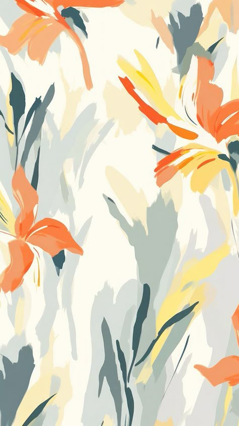 Stroke painting of lily wallpaper pattern line art. | premium image by rawpixel.com / north Surface Pattern Collection, Lily Background, Pattern Line Art, Lily Wallpaper, Classic Prints, Silk Pajama, Flower Pattern Design, Textile Pattern Design, Abstract Acrylic Painting