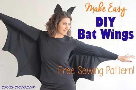 How to make easy DIY bat wings for Halloween (free sewing pattern) - Cucicucicoo Diy Bat Wings, Bat Wings Costume, Handmade Halloween Costumes, Fabric Shears, Halloween 6, Homemade Costume, Free Pattern Download, Diy Halloween Costumes Easy, Diy Halloween Costume